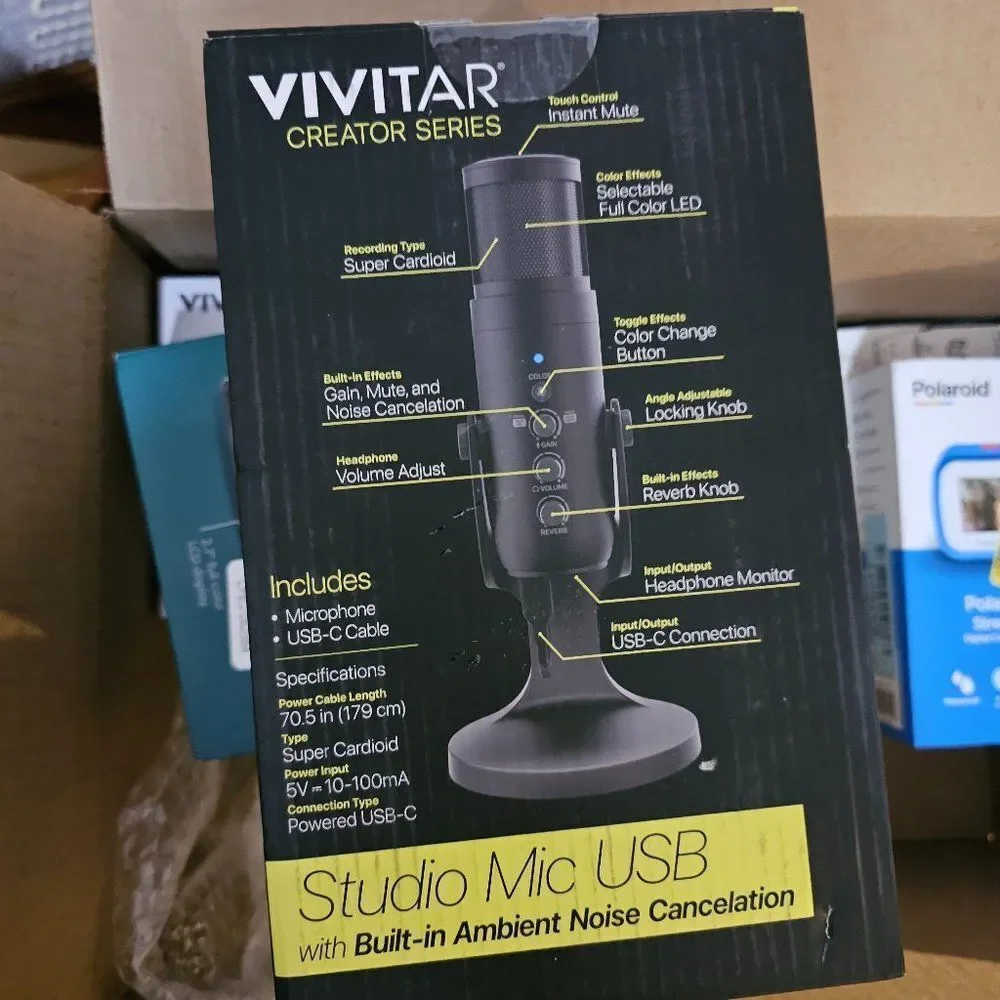 Vivitar Black USB Studio Built-in Ambient Noise Cancelation Microphone